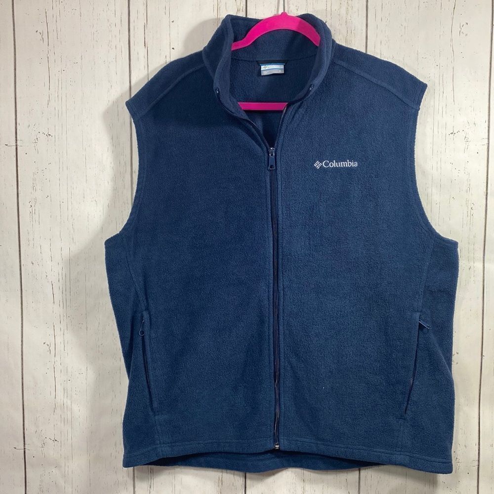 Columbia Mens Fleece Full Zip Blue Sleeveless Vest